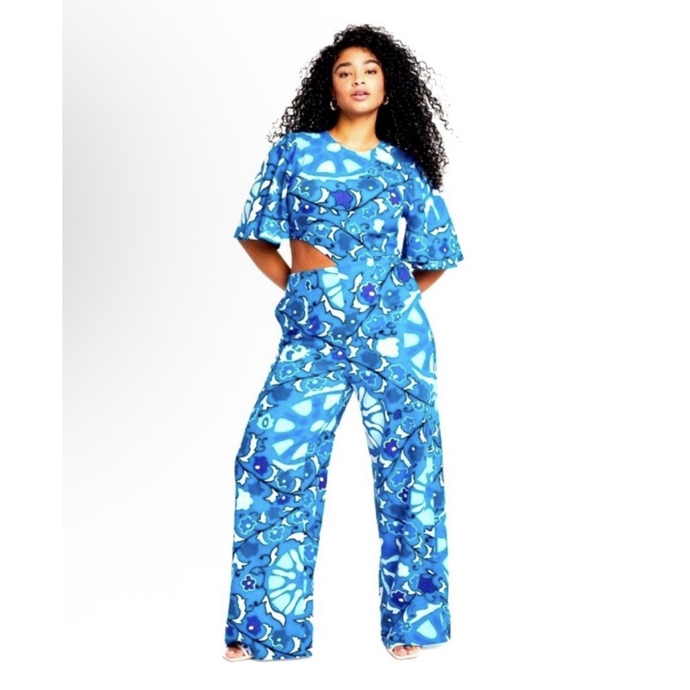 Rhode x Target Zinnia Floral Print Bell Sleeve Cut Out Jumpsuit Size Large